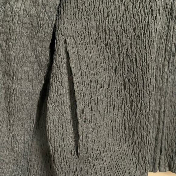 Eileen Fisher Stand Collar Zip Jacket Midnight Navy Crinkle Gauze Texture Sz M - Picture 3 of 7